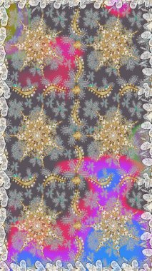 2019 Noel 'i, kar tanesi, yeni yıl. Gri renklerde ve altın elementlerle klasik, pürüzsüz desen.