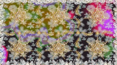 Gri renklerdeki altın element. Süslü raster dekorasyonu. Lüks, kraliyet ve Viktorya dönemi konsepti. Klasik barok çiçekli desenli altın renginde gri renkte..