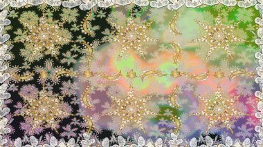 Antika altın tekrarlanabilir duvar kağıdı. Damask arkaplanı tekerrür ediyor. Barok tarzında altın çiçek süsü. Tarafsız renklerde altın element.