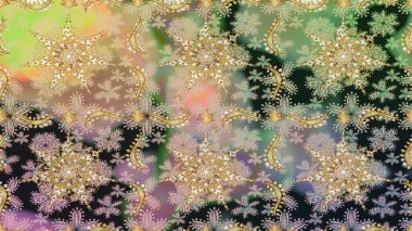 Doku arka planında altın duvar kâğıdı. Barok tarzında altın çiçekli süs. Damask kusursuz yinelenen arkaplan. Tarafsız renklerde altın element.