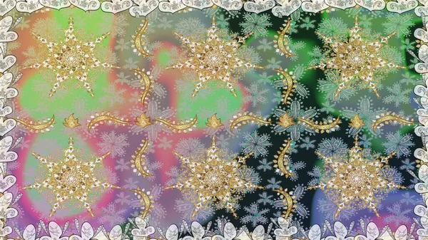 Raster altın çiçek süsü brokar kumaş ve cam desenli. Çiçek desenli altın metal. Tarafsız renkler ve altın elementler. Kusursuz altın desen.