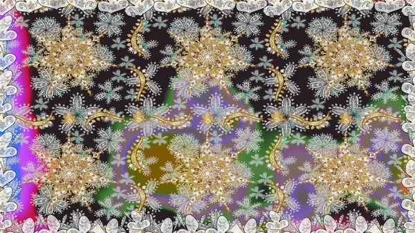 Lüks, kraliyet ve Viktorya dönemi konsepti. Altın elementli gri renkli altın desenli. Süslü dekorasyon. Raster klasik barok çiçeksiz altın desenli..