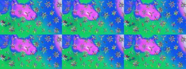 Raster Güzel kumaş deseni. Raster suluboya deseni, narin çiçekler, mavi ve yeşil çiçekler, tebrik kartı şablonu..