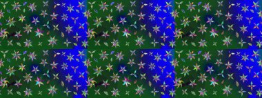 Klasik çiçek tasarımı elementleri. Raster illüstrasyonu. Mavi ve yeşil kıvırcık çiçekler mavi ve yeşil renklerde.