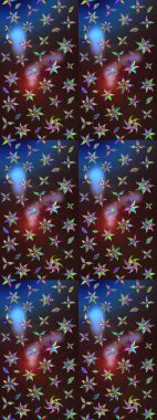 Kahverengi ve mavi renkli şirin çiçek desenleri. Raster Modaya uygun kumaş deseni. Renkli Bahar Teması eskiz kalıbı. Düz Çiçek Elementleri Tasarımı.