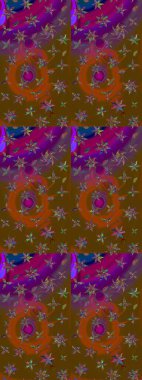 Çiçekli yumuşak bir eskiz şekli. Raster çiçekleri klasik tarzda çizilmiş. Yumuşak, bahar çiçekleri kahverengi ve mor renklerde. Raster illüstrasyonu.