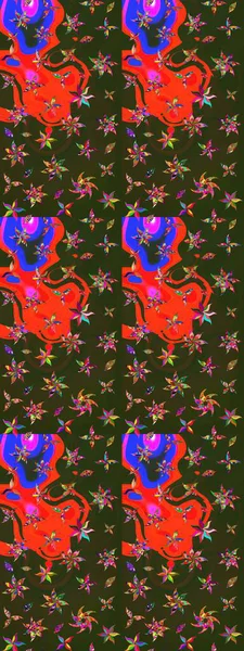 Raster illüstrasyonu. Çiçek desenli çizim. Asya tekstil gri ve yeşil renkler.