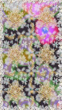 Gri ve nötr renklerde altın desenler ve altın elementler. Barok tarzında duvar kağıdı tasarımı için kusursuz damaske deseni arkaplanı. Süslü raster dekorasyonu.