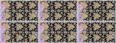 Çiçek deseni. Kusursuz raster arka plan. Gri ve siyah renklerde altın elementler. Duvar kâğıdı barok, İspanyol kumaşı. Şekil grafik deseni.