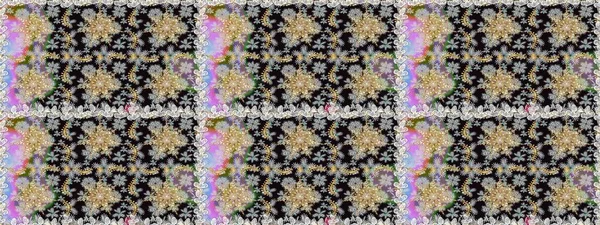 Çiçek deseni. Kusursuz raster arka plan. Gri ve siyah renklerde altın elementler. Duvar kâğıdı barok, İspanyol kumaşı. Şekil grafik deseni.