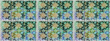 Altın şablon. Tarafsız ve mavi renklerin kraliyet retro 'su. Klasik çiçek dokusu. Kusursuz desenli altın elementler. Kart, duvar kağıdı, ambalaj ve tekstil için klasik tasarım. Raster illüstrasyonu.