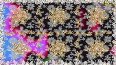 Gri ve nötr renklerde ve altın elementlerle kusursuz klasik desen. Noel, kar tanesi, yeni yıl 2019.