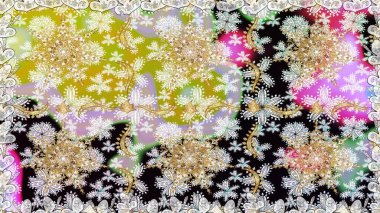 Tarafsız ve gri renklerde altın bir element. Damask arkaplanı. Altın çiçekli, pürüzsüz desen. Barok tarzında altın çiçekli süs..