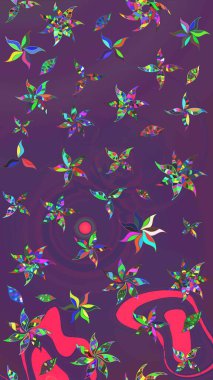 Çiçek desenli eskiz, darbeler, sıçramalar, yaz çiçekleri. Raster illüstrasyonu. Mor ve mor renkte çiçekler.