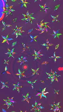 Mor ve mor renklerde. Raster illüstrasyonundaki çiçek desenli çizim. Güzel kumaş deseni. Raster illüstrasyonu.