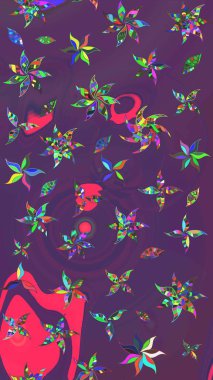 Çiçekli eskiz deseni. Mor ve mor renkli çiçekler. Suluboya çizimi. El çizimi.