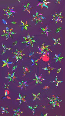 Renkli Bahar Teması eskiz kalıbı. Chichi 'nin kumaş kalıbını çiz. Çiçek deseni. Raster illüstrasyonu. Düz Çiçek Elementleri Tasarımı.