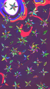 Çizim kalıbı. Raster illüstrasyonu. Organik motif arka planı. Ultraviyole kumaş deseni.