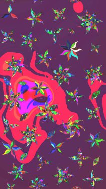 Vadinin çiçekleri mor ve pembe renklerde. Raster çiçek desenleri çiziyor..