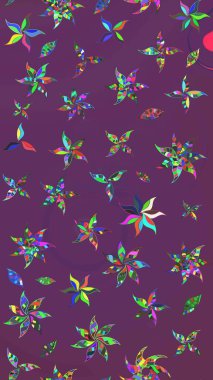 Yumuşak, yaz çiçekleri mor ve yeşil renklerde. Çiçekli karalama şeklinde Raster çiçek deseni. Raster illüstrasyonu.