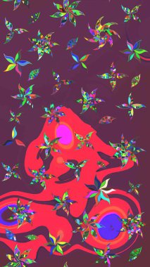 Çizim çiçek deseni duvar kâğıdı olarak kullanılabilir. Kahverengi ve pembe renkli çiçekler. Raster illüstrasyonu.