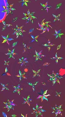 Çiçek ve yapraklı çiçek deseni. Küçük çiçekli şirin bir desen. Raster illüstrasyonu.