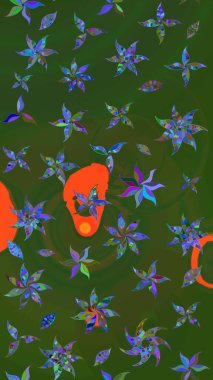 Çiçekli, yapraklı, çiçek desenli eskiz. El çizimi. Raster illüstrasyonu.