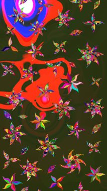 Düz Çiçek Elementleri Tasarımı. Gri ve yeşil renkli çiçekler. Renkli Yaz Temalı eskiz kalıbı. Sevimli çiçek raster deseni.