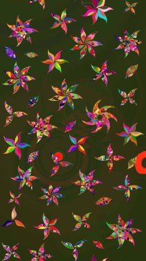 Yeşil ve gri çiçekli bahar çiçekleri. Motley illüstrasyonu. Moda baskıları için zarif bir şablon. Küçük renkli çiçekler. Küçük çiçekte şirin desenler.