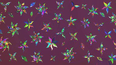 Çiçek duvar kağıdı. Renkli süs kenarı. Hint süsü. Çizim kalıbı. Raster illüstrasyonu. Kahverengi ve mor renklerde.