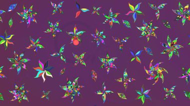 Mor ve yeşil renkte çiçekler. Renkli bahar temalı eskiz kalıbı. Çiçekli çiçek deseni, suluboya. Düz Çiçek Elementleri Tasarım Raster illüstrasyonu.