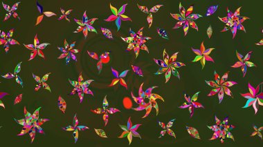 Renkli çizim kalıbı. Yeşil ve gri renkli şirin tekstil tarzında. Çiçek arkaplan. Çiçek duvar kâğıdı. Raster illüstrasyonu.