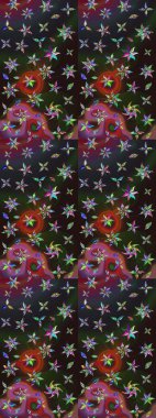 Bahar mevsimi. Nazik romantik baskı. Raster güzel bir çiçek deseni çizmiş. Gri ve kahverengi renkli çiçekler. Tatil havası..