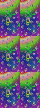 Raster illüstrasyonu. Robot resim. Küçük çiçekte sevimli çiçek deseni var..