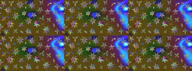 Çiçek desenli eskiz, darbeler, sıçramalar, yaz çiçekleri. Raster illüstrasyonu. Yeşil ve kahverengi renkte çiçekler.