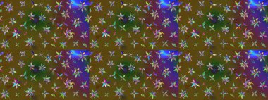 Parlak çiçekli yeşil ve kahverengi renkler üzerine soyut çizim deseni. Küçük çiçekte hoş bir çiçek deseni var. Çiçek elementli zarif raster dokusu..