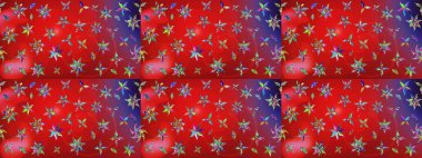 Kırmızı ve mor renkte çiçekler. Düz Çiçek Elementleri Tasarımı. Raster illüstrasyonundaki çiçek desenli çizim. Renkli Bahar Teması çizim şablonu.