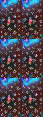 Raster illüstrasyonundaki çiçek desenli çizim. Mor ve mavi renkte çiçekler. Düz Çiçek Elementleri Tasarımı. Renkli Yaz Teması çizim şablonu.