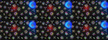 Düz Çiçek Elementleri Tasarımı. Gri ve mavi renkte çiçekler. Renkli Yaz Temalı eskiz kalıbı. Raster illüstrasyonunda çiçek deseni çizimi.