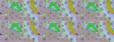 Çiçek ve yapraklı çiçek deseni. Küçük çiçekli şirin bir desen. Raster illüstrasyonu.