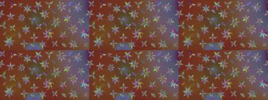 Renkli Bahar Teması eskiz kalıbı. Düz Çiçek Elementleri Tasarımı. Raster..