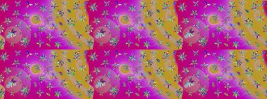 Renkli Bahar Teması eskiz kalıbı. Düz Çiçek Elementleri Tasarımı. Raster..