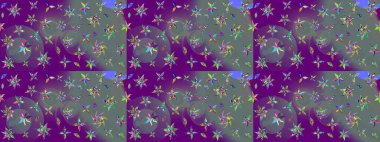 Tomurcukları papatya çiçekleri olan sevimli bir çiçek deseni. Eskiz geçmişi. Raster illüstrasyonu. Kumaş, tekstil, duvar kağıdı baskısı için. Eski usul. Miles Fleur, dandik süs.