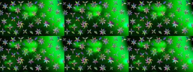 Çiçekli ipek eşarp. El çizimi çiçek unsurları olan soyut çizim raster deseni. 1950-1960 motifleri. Retro tekstil tasarım koleksiyonu. Yeşil ve mavi, yeşil ve mavi.