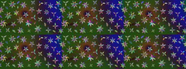 Yeşil ve mavi renkte manzaralı çiçek deseni. Çiçek kompozisyonu, el boyası, hassas şablon. Üst manzara, yumuşak stil. Sevgililer günü ve tebrik kartı konsepti için şık bir davet.