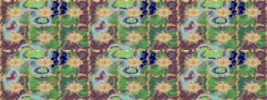 Raster eskiz deseni, altın antika ortaçağ dekoratifi, yapraklar ve yeşil renkli altın desenli süslemeler. Kraliyet lüksü, altın barok kumaş rengi..