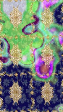 Mavi renkler üzerine grafiksel modern eskiz deseni. Çiçek desenli çizim. Duvar kâğıdı barok, İspanyol kumaşı. Çizim raster arkaplanı.