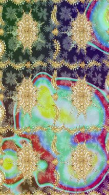 Raster oryantal süs. Tarafsız renklerde altın elementlerle çizim. Altın deseni çiz.