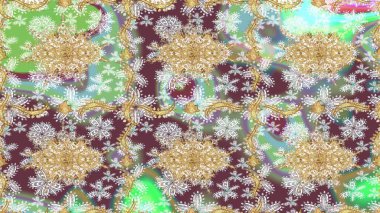 Barok tarzında eskiz oryantal süsü. Tarafsız renklerde ve altın elementlerle geleneksel klasik altın raster deseni.