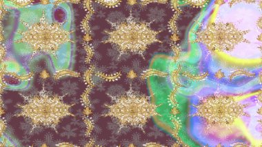 Noel, kar tanesi, yeni yıl. Kahverengi ve altın elementli altın çizim deseni. Kahverengi renkli ve altın elementli eskiz kalıbı.